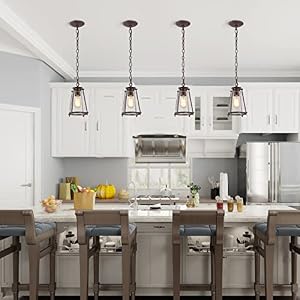 KSANA Bronze Pendant Lighting for Kitchen Island, Rustic Industrial Pendant Light with Seeded Glass Shade, 7.5" W KSANA Bronze Pendant Lighting for Kitchen Island Rustic Industrial Pendant Light with Seeded Glass Shade 75 W