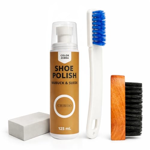 Image of Color Zebra Nubuck & Suede Shoe Polish and Shoe Care Kit | 125 ML Renovator with Handled Brush, Wooden Suede Brush & Cleaning Block