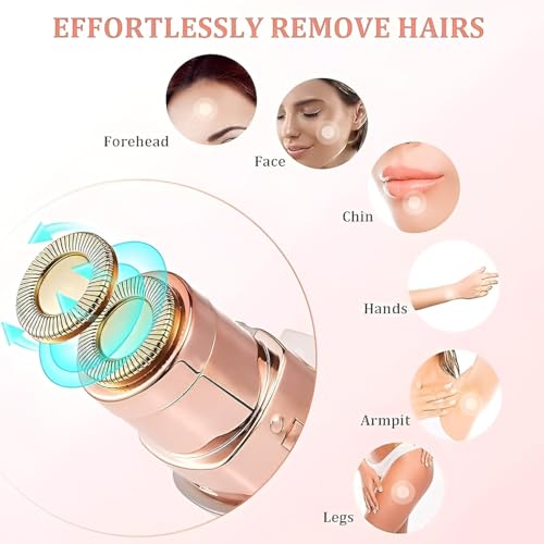 Image of 2-in-1 Portable Eyebrow Trimmer and Facial Hair Remover for Women, Professional Electric Epilator with Built-in LED Light, Painless Precise Eyebrow Shaper for Upper Lip Chin Nose and Body Hair Removal, USB Rechargeable & Travel Friendly Beauty Grooming Kit (Multicolor)