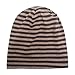 ZLYC Cotton Thin Slouchy Beanie Hat for Men Women Fashion Soft Stretch Knit Skull Cap (Striped Brown and Khaki)