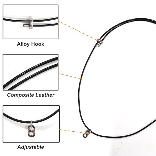LeoTube Neck Strap for PLAUD NotePin Voice Recorder, Premium Leather Strap Compatible with PLAUD AI Voice Recorder, Adjustable Length 8–15 inches, Secure Alloy Hook, Voice Recorder Accessory (Black)
