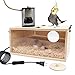 Bird Nesting Box with Heat Lamp, Natural Wood Transparent Bird House for Birdcage, 75w Ceramic Heat Emitter Heater Lamp, Birdcage Accessories, Suitable for Parrot Parakeet Cockatiel Lovebirds Budgie