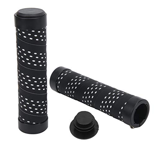 1 Pair Bikes Handlebar Grips, Anti?Slip Mountain Bikes Handlebar Grips, Double Locking Bikes Hand Bar End Grips with 2PCS End Plugs, Bikes Grips for 22mm Handlebar(Black White)