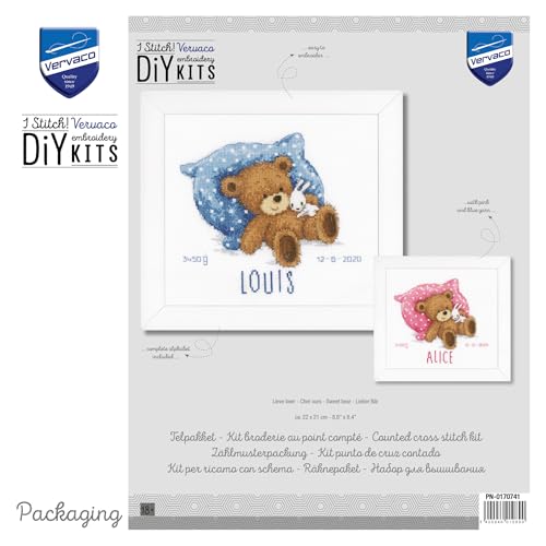 Image of Vervaco Counted Cross Stitch Kit 8.8 inchX8.4 inch-Sweet Bear (14 Count) -V0170741