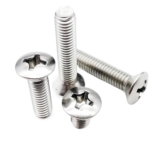 10/50pcs M2 M2.5 M3 M4 M5 M6 GB820 DIN966 A2-70 304 Stainless Steel Cross Phillips Raised Countersunk Head Half Oval Screw Bolt (Color : 20mm, Size : 10pcs M6)