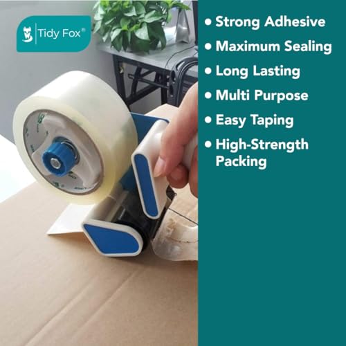 Image of Tidy Fox Cello Tape / 2 Inch x 65 mtr /Pack of 6 / Strong Transparent Packing Tape for Cartons, Shipping & E-Commerce Packaging