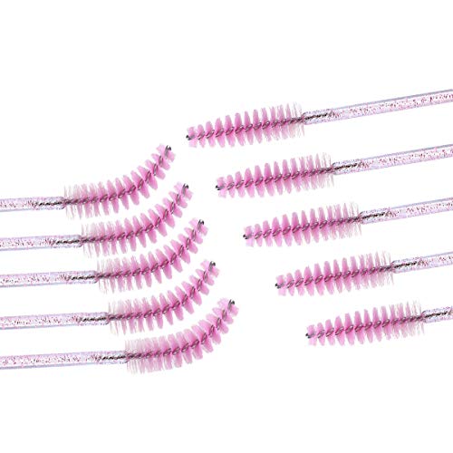 Elisel 100 Pcs Disposable Mascara Brushes Crystal Eyelash Brushes Mascara Wands Applicator Eyelash Extensions Makeup Tools Eyebrow Brush (Pink) #TOP1