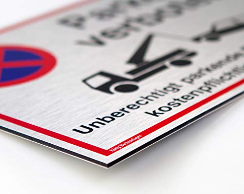 Schild Parken verboten | Alu 30 x 20 cm | Unberechtigt parkende Fahrzeuge werden kostenpflichtig abgeschleppt! | Silber… – Bild 4