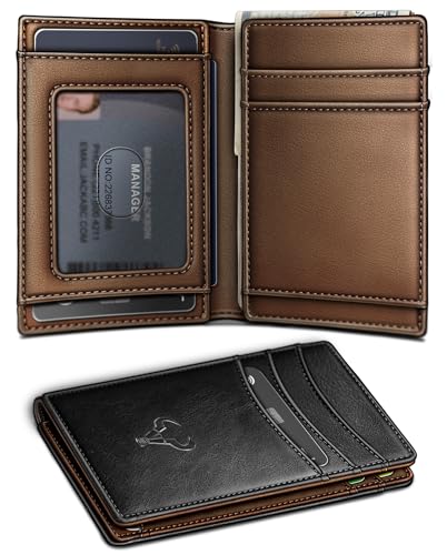 BULLIANT Slim Leather Wallet For Men 12Cards Magnetic Closure RFID Blocking
