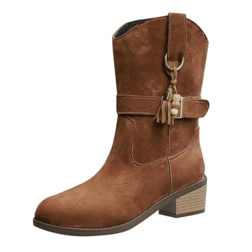 Bottines cowgirl en daim marron pour sublimer vos tenues bohèmes d'hiver