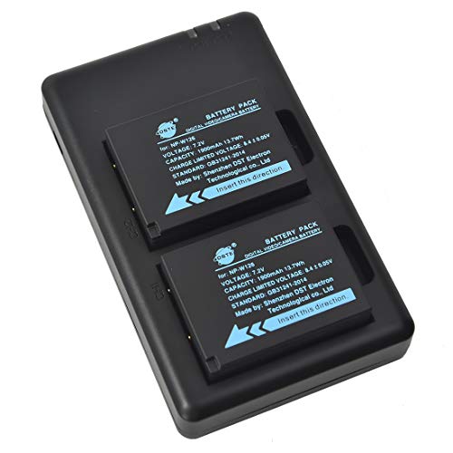 DSTE 2 Piezas de Recambio de bateria NP W126 Batterie + USB Cargador Dual Compatible con Fuji FinePix X A1 X E1 X E2 X M1 X T1 X T50 X Pro1 HS30EXR HS33EXR HS35EX HS50EXR