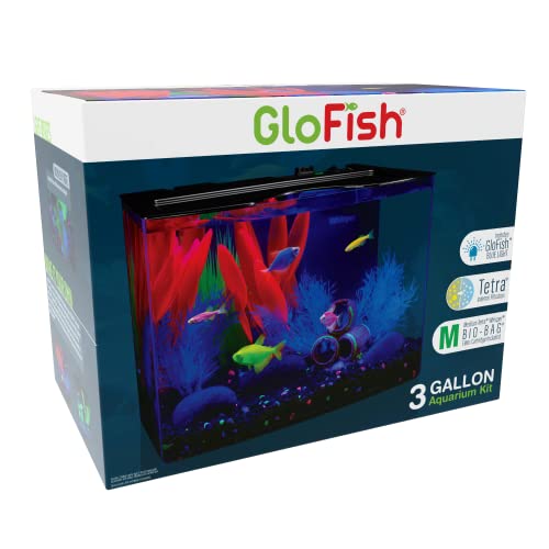 Image of GloFish Crescent aquarium Kit 3 Gallons, Includes Hidden Blue LED Light And Internal Filter
