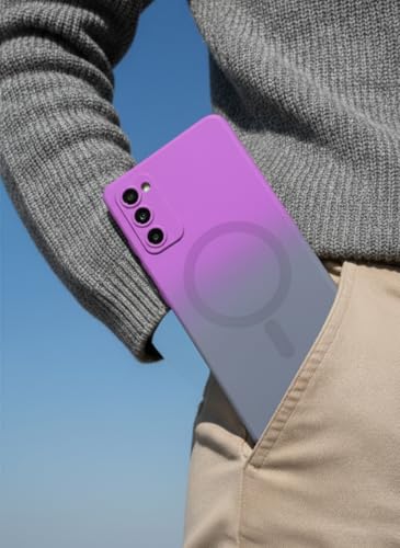 Image of amazon basics Gradient Mag-Safe Case for Samsung Galaxy S20FE 5G | Soft Silicone Shockproof Cover with Camera Protection | Slim Lightweight Design | Smooth Touch & Durable - Purple & Gray