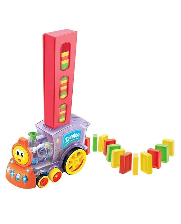 Skosh Automatic Domino Train Toy for Kids – Battery Operated Self-Laying Domino Train with Lights and Sounds | 60 Pcs Domino Set | Creative Chain Reaction Game for Toddlers (Age 3+)
