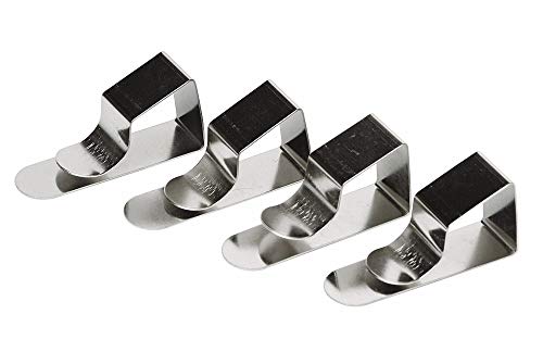 Table Clips for Drawing Board, Easel, Cloth Holders - Silver Metal Steel Art Paper Clamps for Artists, Restaurant Tables Up To 25mm / 1 Inch Thick (Pack of 4)