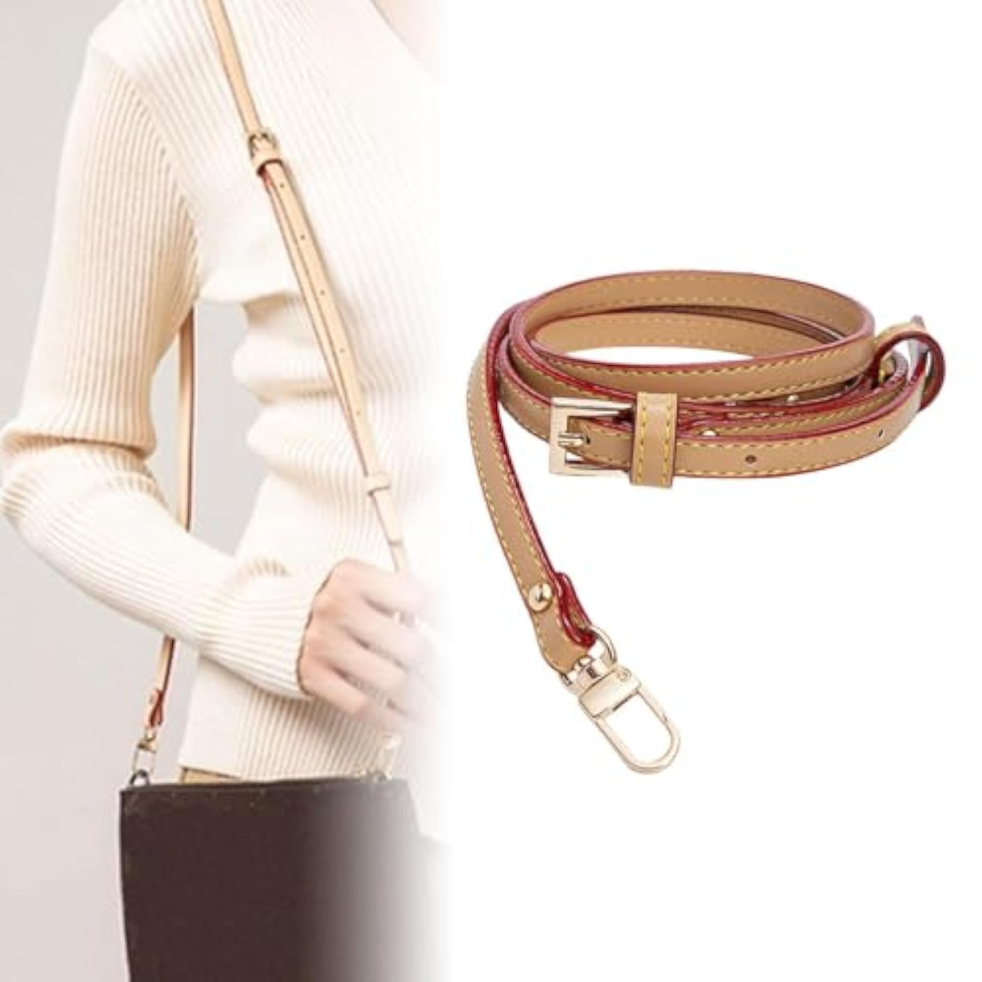 Trendy Dark Beige PU Leather Shoulder Bag Strap Replacement