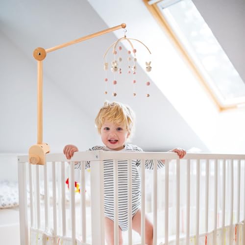 Mobile Halterung, Verstellbarer Mobile Halterung Wickeltisch für Kinderzimmer, Halterung für Mobile Baby Holz, Mobile Ständer zum Aufhängen Kinderbetten und Wickeltische Mobiles/Windspiele Spielzeug
