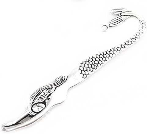 5pcs Antique Silver Charms Mermaid Bookmark for Beading