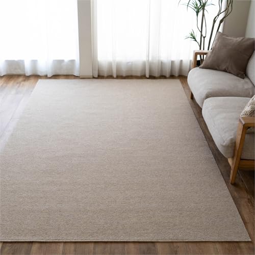 サヤンサヤン 防炎 防ダニ ウール ラグ モリス 無地 切れる 261×261 4.5畳 グレージュ 日本製