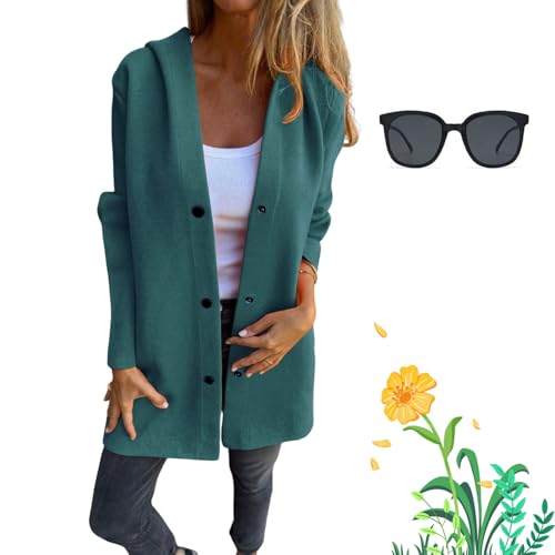 Cedar and Ash Jacket, Casual Single Breasted Hooded Jacket Spring and Fall, Long Sleeve Solid Color Trench Coat with Pockets