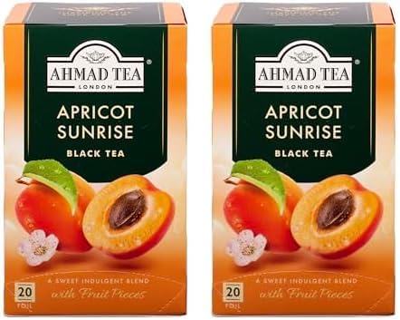 Ahmad Tea Apricot Fruit Black Tea - 20 Teabag Sachets (Pack of 2)