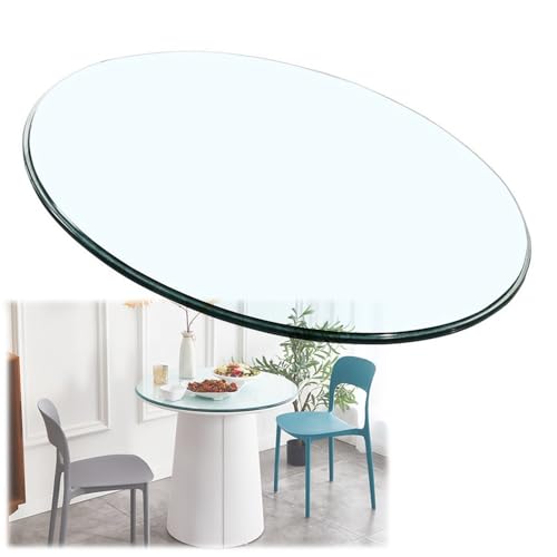 Clear Round Tempered Glass Table Top 22-40 Inch 1/4" Thick with Beveled Edgeand Elegant for Dining Coffee or Accent Tables (31in/78cm)