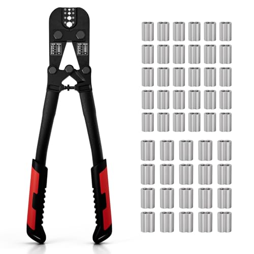 Sanuke Wire Rope Crimping Tool Kit 3/64-1/8 Steel Cable Swaging Tool