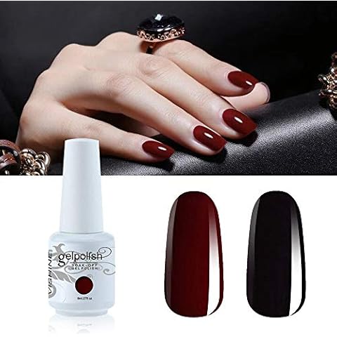 Vishine 2 Colors Nail Gel Polish Set Black Dark Red Wine Color Soak Off UV LED Varnish Long Lasting Nail Art Classic Collection Cover