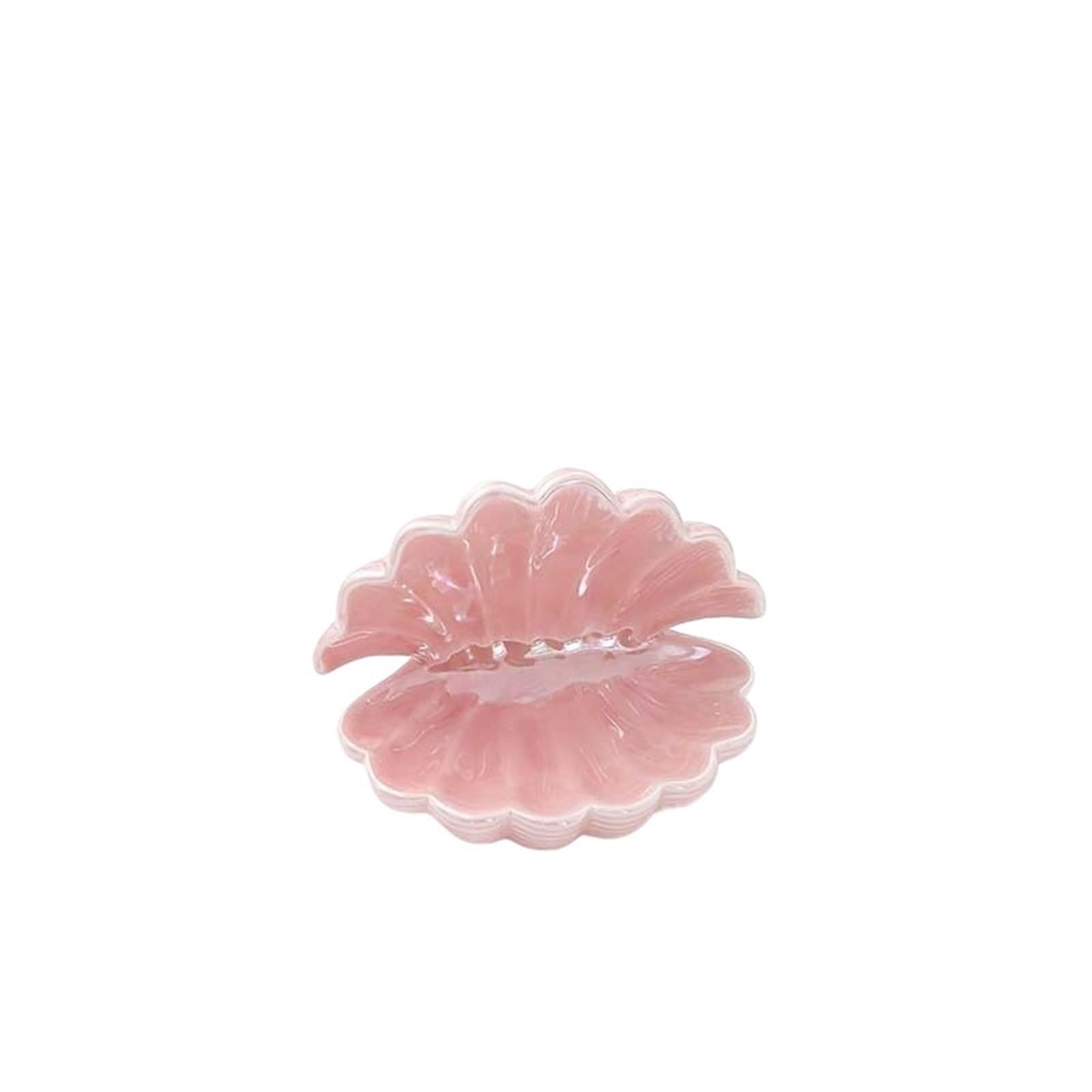 Schmuckschale 2 Stück Keramik-Muschel-Schmucktablett, Ohrringe-Ring-Präsentationsplatte, Schminktisch-Bastelarbeiten, kleine Ornamente(Pink)