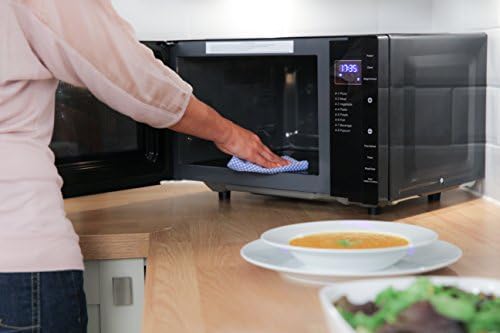 Russell Hobbs RHFM2363B 23 L 800 W Black Digital Flatbed Solo Microwave with 5 Power Levels, 8 Auto Cook Menus, Easy Clean, Clock and Timer, Automatic Defrost