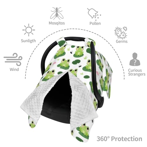 Image of Frog Baby Car Seat Canopy Cover Multi Use Nursing Cover for Mom Nursing Covers Newborn Frog Shower Gift