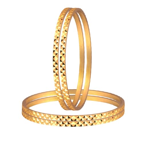 Image of JFL- Jewellery for Less Traditional Ethnic One Gram Gold Plated Cut Work Bangle Set Girls & Women