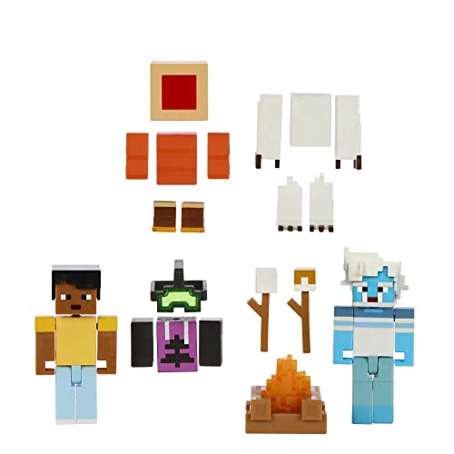 Mattel Minecraft Seria Kreator Camp Enderwood Yeti z gór Zestaw z figurką Steve'a i moba, kolekcjonerski prezent dla dzieci HLP58