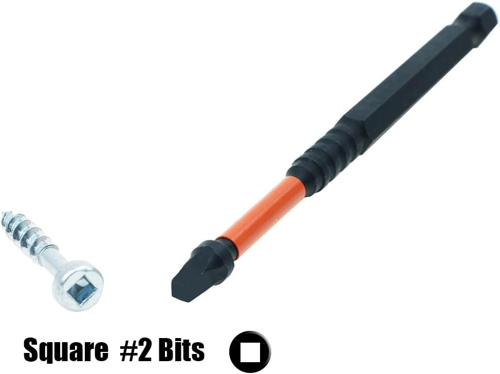 AUTOTOOLHOME 10 Pack #2 Square Driver Bit 4 inch Long Square Impact Drill Bit for Pocket Hole Jig System SQ2 Bits