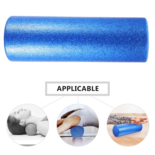 Rodillo de espuma de alta densidad Mikikit para yoga, masaje profundo de tejidos y liberación muscular, color azul, para alivio de espalda, hombros y cuello, y pilates miniatura 5