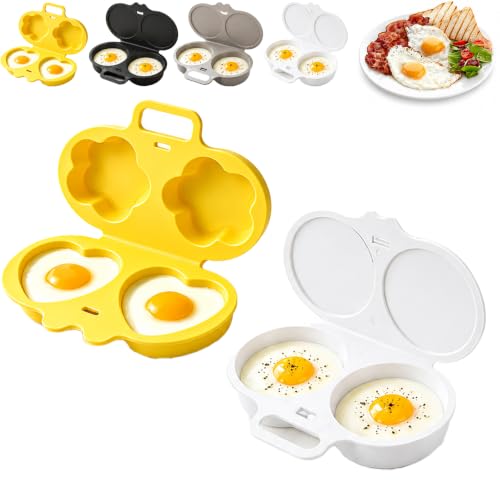 Dual Cavity Microwave Egg Poacher Quick Oil-Free Cooking 2 Eggs at Once，A+C