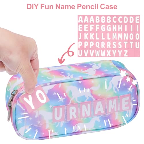 Image of Bagseri Kids Pencil Case Box - Unicorn Pencil Case for Girls Bid Capacity Pencil Pouch for School, Multifunction Pencil Bag with Compartments for Kids Teen, Pen Case Only (Colored Unicorn)