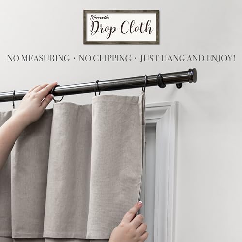 Mercantile Drop Cloth Curtain Panel, Light Filtering Ring & Tab Top with Attached Valance, 63 in Long x 50 in Wide, Farmhouse Single Window Panel, Bedroom, Living Room & Dining Room, White by Mercantile - Image 6