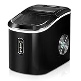 Euhomy Ice Maker Machine Countertop, 26 lbs in 24 Hours, 9 Cubes Ready in 6 Mins, Self-Clean Electric Ice Maker Compact Potable Ice Maker with Ice Scoop and Basket. for Home/Kitchen/Office.(Black)