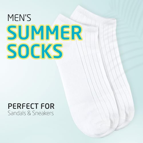 HOT FEET Men Thin Cotton No Show Summer Socks - 5 Pack Low Cut Moisture Wicking Lightweight Socks, Light Ankle Footie4