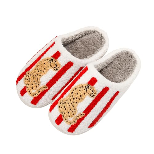 Image of LNERIP Animal Slippers Fruit Slippers Plant Slippers Various Cartoon Patterns Fluffy Soft Memory Foam Retro Indoor Outdoor Home Couple Shoes