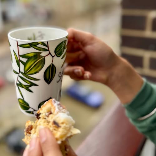 Image of GOLDEN QUEEN'S Mugs Set of 2 for Coffee, Tea, Milk - Ideal for Your Daily Beverage Ritual, Hosting & Casual Gatherings - Elegant Foliage in Green