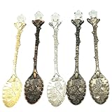 Cafurty 5pcs Hot Royal Luxury Vintage Palace Carved Coffee Tea Mini Ice cream Scoop Spoon (Small Size)