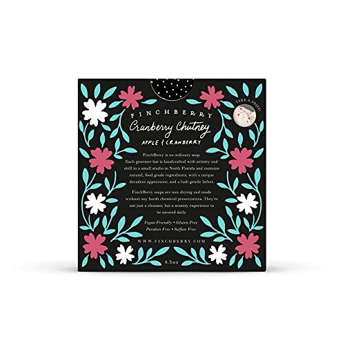 Finchberry Handmade Natural Cran-Apple Scented Soap Bar (Cranberry Chutney), Moisturizing Shea Butter & Coconut Oil, Vegan, Gluten Free & Sulfate Free, Made With Sustainable Ingredients, 4.5 Oz #TOP3