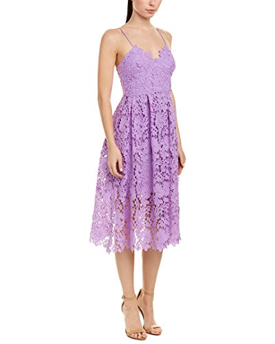 Donna Morgan Women s Chemical Lace Spaghetti Strap Midi Dress, Lavender, 4
