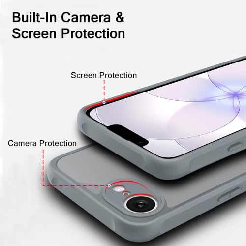 Image of TheGiftKart for iPhone 16e / iPhone 17e Case, Matte Frosted Hard Back Cover, Raised Edges for Camera & Screen Protection, Hybrid Shockproof Back Cover Case (PC & TPU, Translucent Grey)