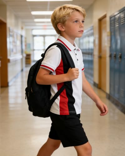 Image of Boys 2 Piece Outfits Short Sleeve Basketball Pattern T-Shirt and Shorts Summer Clothes for Kids 5-12 Years