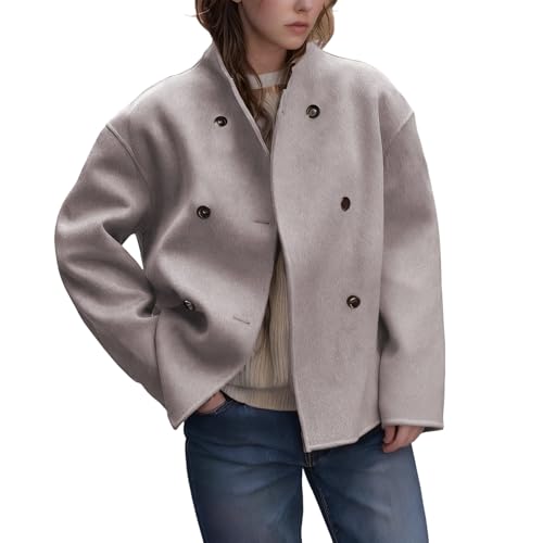Manteau en laine mélangée femme trench à double boutonnage élégant