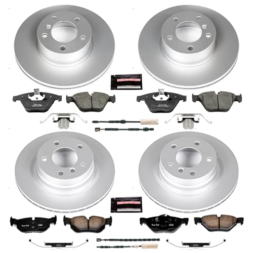 Image of PowerStop Front and Rear Brake Kit for BMW 328i 2011-13 - Fully-Coated Disc Rotors with Z23 Carbon-Fiber Ceramic Brake Pads Upgrade, CRK6072