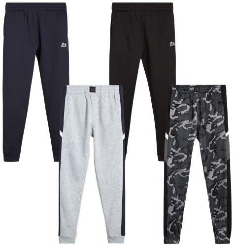 RBX Boys? Sweatpants ? 4 Pack Active Fleece Jogger Pants (Size: 5-20), Size 8, Grey Camo/Black/Heather Grey/Navy